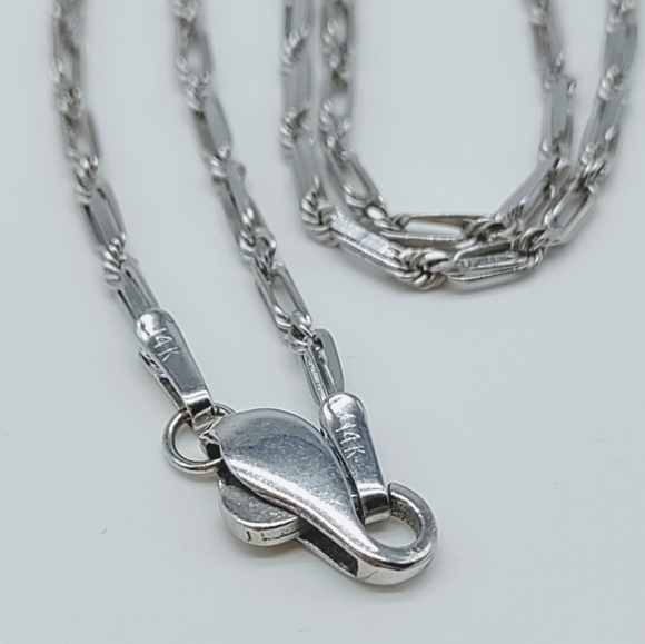 Vintage 14k White Gold Milano Link Chain Necklace - Picture 6 of 12